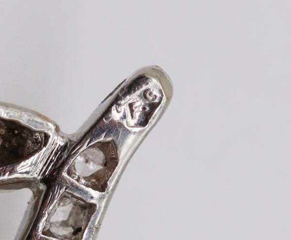 -Austria 1905 Edwardian Art Nouveau Brooch In Platinum With Rock Quartz And Diamonds