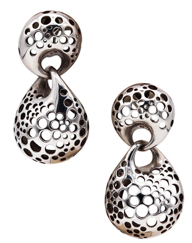 Angela Cummings Studios Perforations Free-Form Dangle Earrings In Solid .925 Sterling Silver