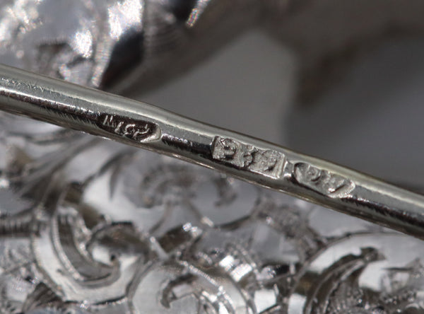 -Austria 1905 Edwardian Art Nouveau Brooch In Platinum With Rock Quartz And Diamonds