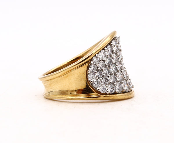 Designer Cluster Band Ring In Platinum And 18Kt Yellow Gold With 3.78 Cts In D VS-1 Diamonds