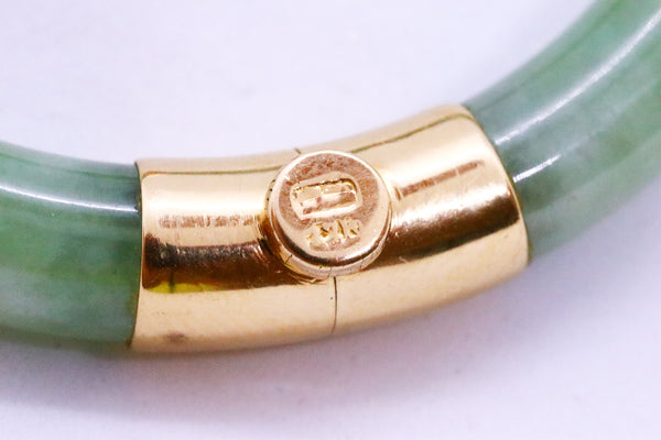 GREEN JADEITE JADE 18 KT GOLD ORIENTAL BRACELET BANGLE