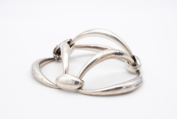 Van Cleef And Arpels 1970 Paris Bold Geometric Links Bracelet In Solid .925 Sterling Silver