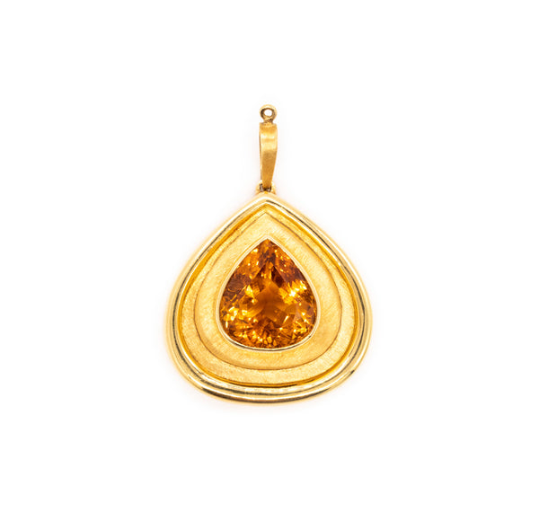 Burle Marx 1970 Brazil Pear Shape Pendant In 18Kt Yellow Gold With 15.67 Cts Pear Gemstone