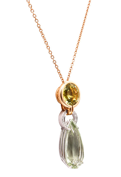 Salavetti Milano Chained Necklace In 18Kt Rose Gold With 26.85 Cts In Diamonds And Gemstones