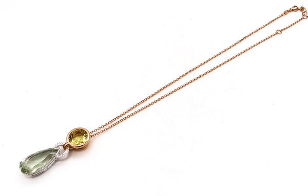 Salavetti Milano Chained Necklace In 18Kt Rose Gold With 26.85 Cts In Diamonds And Gemstones