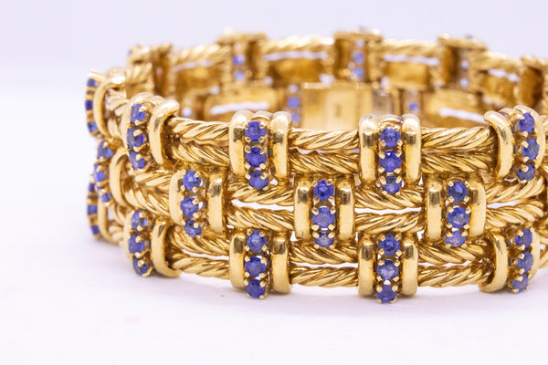 TIFFANY & CO 18 KT GOLD MESH BRACELET WITH 9.41 Ctw OF SAPPHIRES