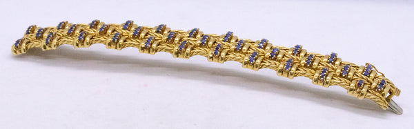 TIFFANY & CO 18 KT GOLD MESH BRACELET WITH 9.41 Ctw OF SAPPHIRES