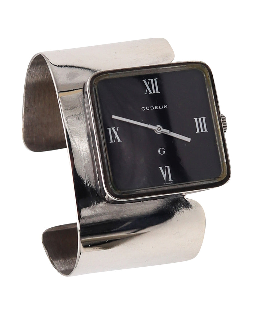 Gubelin 1972 Swiss Geometric Space Era Wrist Watch Cuff Bracelet