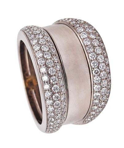 Chopard Swiss Strada Double Band Ring In 18Kt White Gold With 2.01 Cts Diamonds