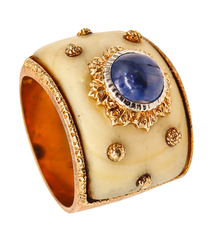 -Buccellati 1970 Milano Cocktail Ring In 18Kt Yellow Gold With 1.35 Cts Ceylon Sapphire