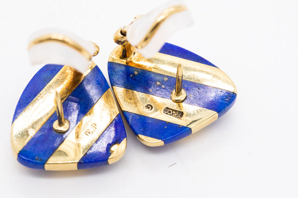 Tiffany Co 1970 Angela Cummings Trillion Earrings In 18Kt Yellow Gold With Blue Lapis Lazuli