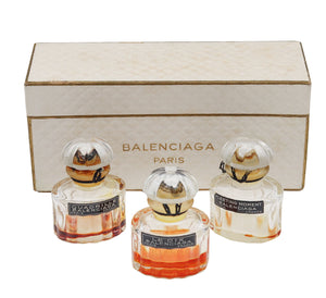 Balenciaga 1950 Paris Perfume Crystal Bottles Trio In Coffret Set Le Dix Fuites Des Heures And Quadrille