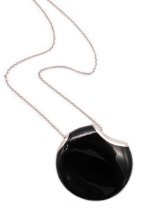 *Tiffany & Co. 1977 by Elsa Peretti large Touchstone necklace in .950 platinum with black jade