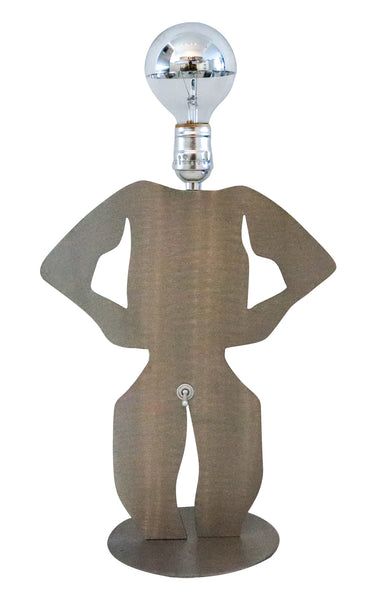 Postmodernist 1980 Memphis Pop Art Lamp In Stainless Steel In The Shape of Man