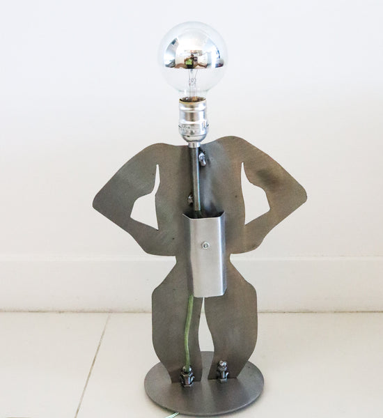 Postmodernist 1980 Memphis Pop Art Lamp In Stainless Steel In The Shape of Man