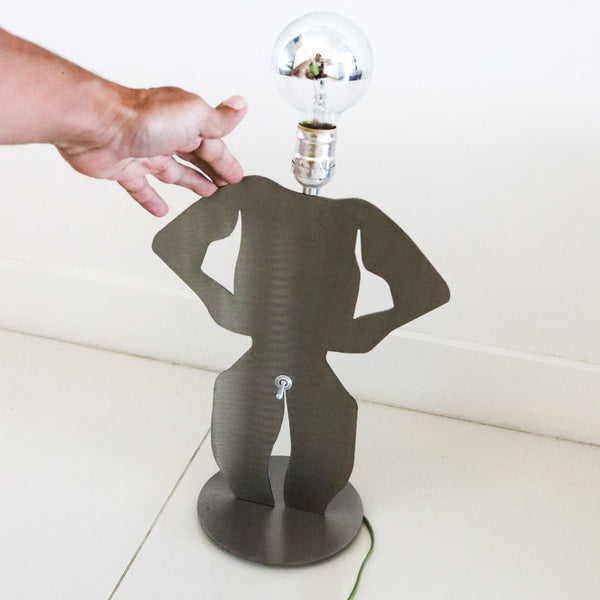 Postmodernist 1980 Memphis Pop Art Lamp In Stainless Steel In The Shape of Man