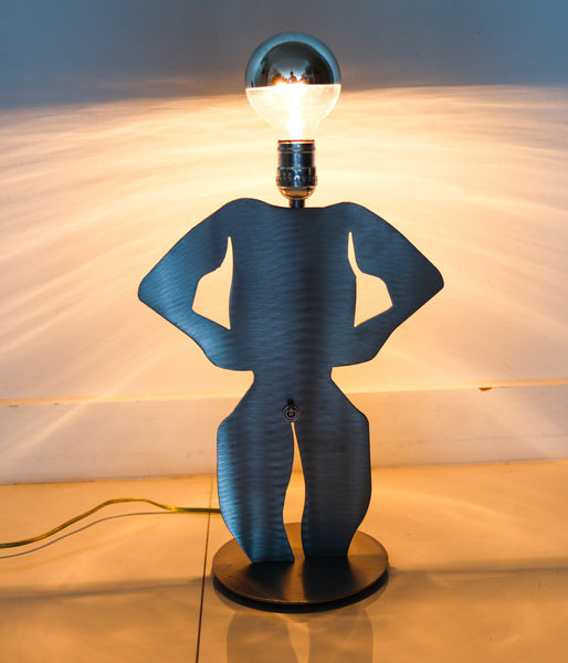 Postmodernist 1980 Memphis Pop Art Lamp In Stainless Steel In The Shape of Man