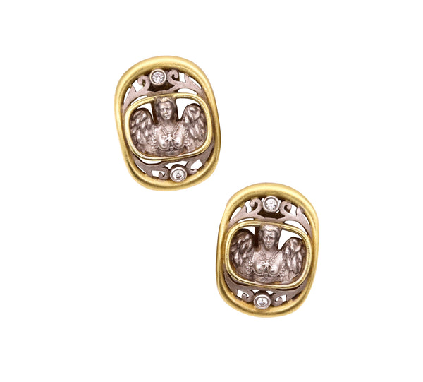 Kieselstein Cord 2001 Classic Etruscan Clips Earrings In 18Kt Gold With VS Diamonds