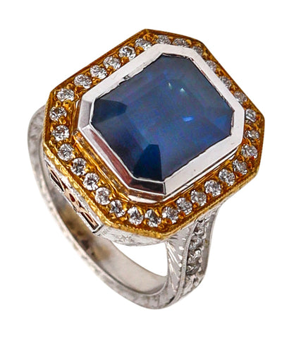 Loree Rodkin Baroque Cocktail Ring In 18Kt White Gold With 5.88 Cts In Sapphire And Diamonds