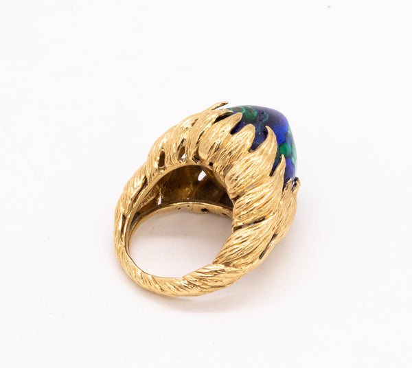 *David Webb 1970 New York 18 kt gold cocktail ring with 25 cts Azur-malachite