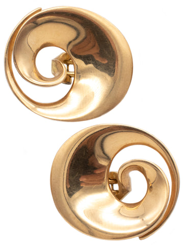 GEORG JENSEN 1970 VIVIANNA TORUN RARE 18 KT CONTINUITY GEOMETRIC SWIRLS EARRINGS