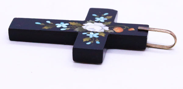 PIETRA DURA 18 KT ITALIAN XIX CENTURY CROSS