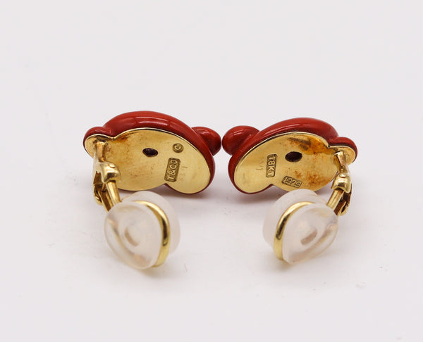 -Tiffany Co. 1979 By Angela Cummings Knots Earrings in 18Kt Yellow Gold With Jasper
