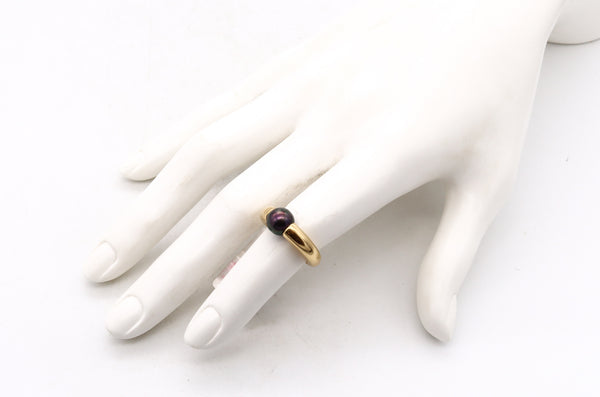 Cartier 1994 Paris La Bague Perla Ring In 18Kt Yellow Gold With Round Tahitian Black Pearl