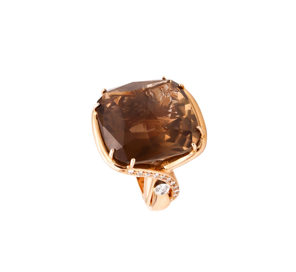 *Salavetti Milano Italy cocktail ring in 18 kt yellow gold with 25.91 Cts in Diamonds and Quartz Topaz