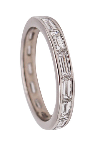 -Art Deco 1930 Eternity Band Ring In Platinum With 2.25 Cts In Baguettes Diamonds