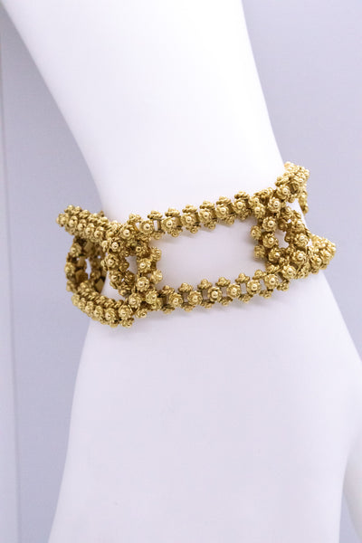 MASSIVE ITALIAN 18 KT YELLOW GOLD DOTTED BRACELET MADE IN TORINO ITALY
