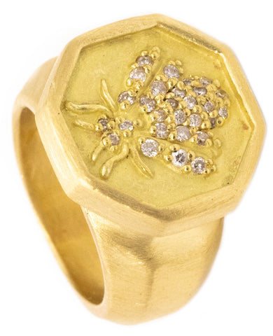 SLANE & SLANE BEE COCKTAIL RING IN 18 KT YELLOW GOLD WITH DIAMONDS