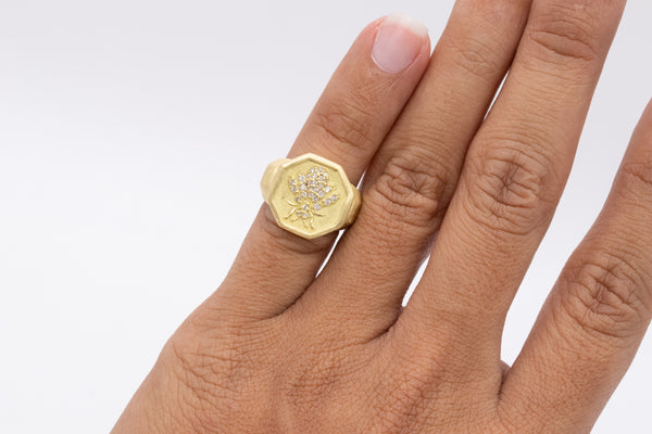 SLANE & SLANE BEE COCKTAIL RING IN 18 KT YELLOW GOLD WITH DIAMONDS