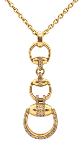 GUCCI ITALY 18 KT GOLD HORSEBIT BEVERLY NECKLACE WITH 1.75 Ctw DIAMONDS