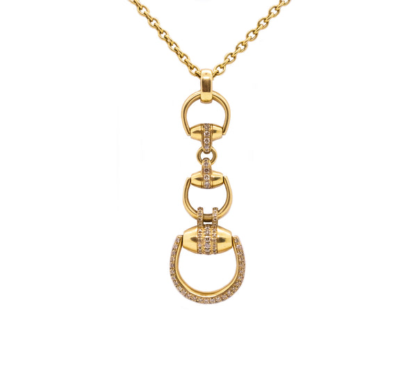 GUCCI ITALY 18 KT GOLD HORSEBIT BEVERLY NECKLACE WITH 1.75 Ctw DIAMONDS