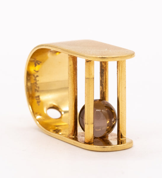 Yael Sonia Brazil Kinetic Sculptural Ring In 18Kt Yellow Gold With White Quartz