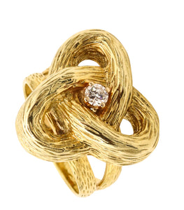 Cartier 1970 Celtic Triquetra Knot Ring In 18Kt Yellow Gold With VS Diamond