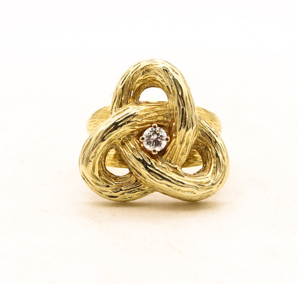 Cartier 1970 Celtic Triquetra Knot Ring In 18Kt Yellow Gold With VS Diamond