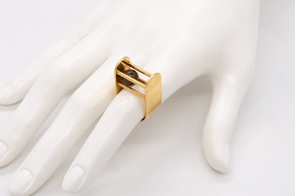 Yael Sonia Brazil Kinetic Sculptural Ring In 18Kt Yellow Gold With White Quartz