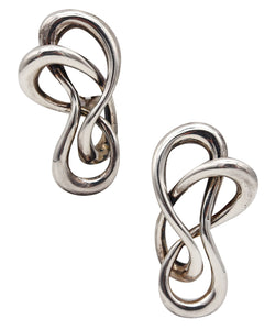 Angela Cummings Studios Free-Form Sculptural Earrings In Solid .925 Sterling Silver