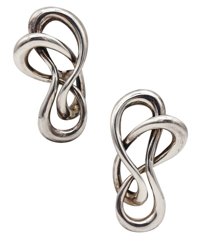 Angela Cummings Studios Free-Form Sculptural Earrings In Solid .925 Sterling Silver