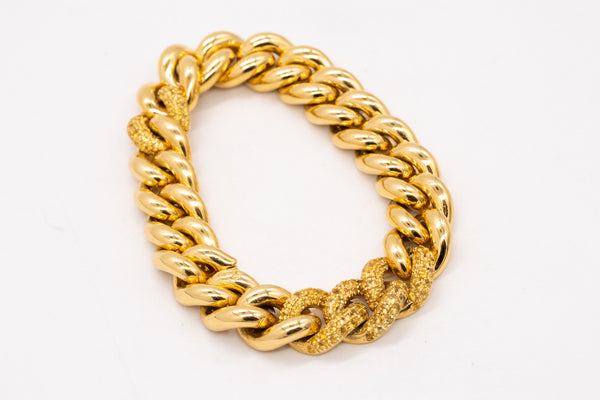 POMELLATO MILANO 18 KT GOLD GOURMETTE TWISTED BRACELET WITH 5.04Ctw OF SAPPHIRES