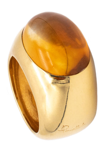 POMELLATO MILANO 18 KT GOLD GOCCIA COCKTAIL RING WITH 12 Cts ORANGE CITRINE