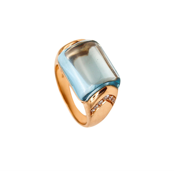 Bvlgari Roma Mvsa Cocktail Ring In 18KT Gold With 6.84 Cts In Diamonds And Topaz