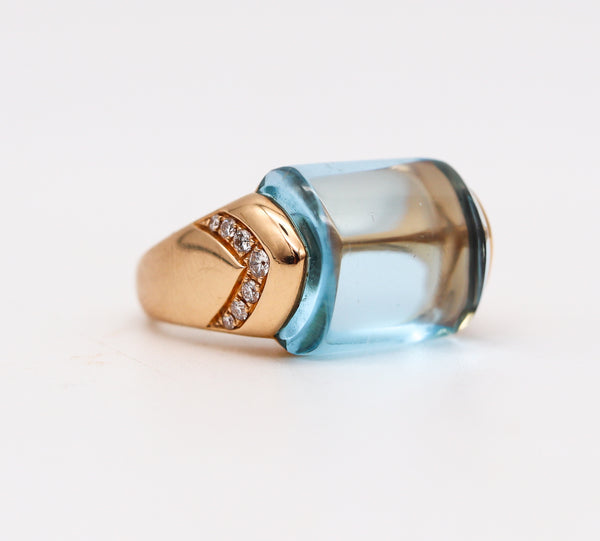 Bvlgari Roma Mvsa Cocktail Ring In 18KT Gold With 6.84 Cts In Diamonds And Topaz