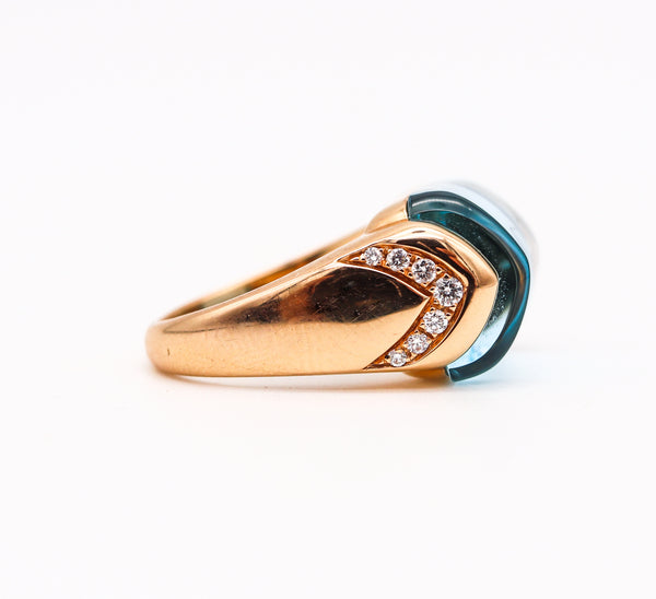 Bvlgari Roma Mvsa Cocktail Ring In 18KT Gold With 6.84 Cts In Diamonds And Topaz