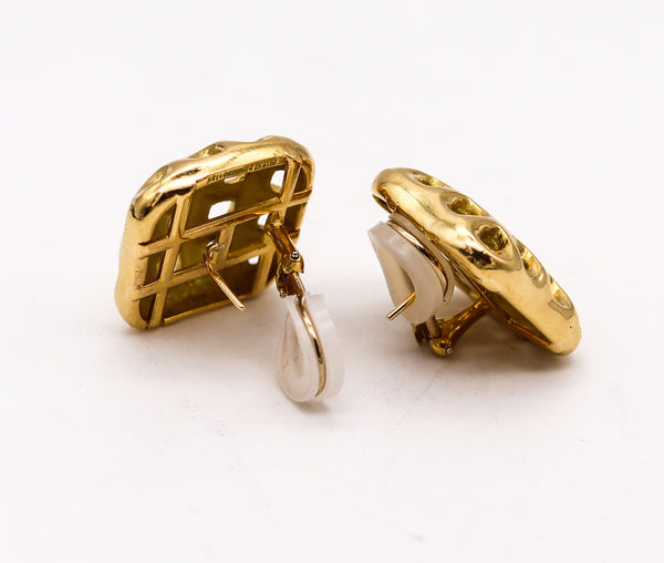 Angela Cummings Studios 1987 New York Honeycomb Earrings In 18Kt Yellow Gold