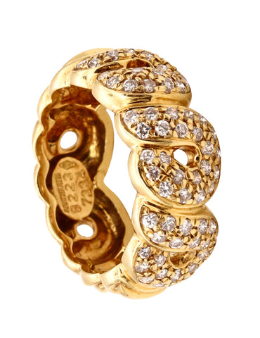 *Boucheron, Paris Vintage half-eternity band ring in 18 kt yellow gold with VS round diamonds