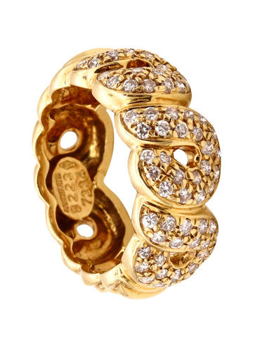 Boucheron Paris Vintage Band Ring In 18Kt Yellow Gold With VVS Round Diamonds