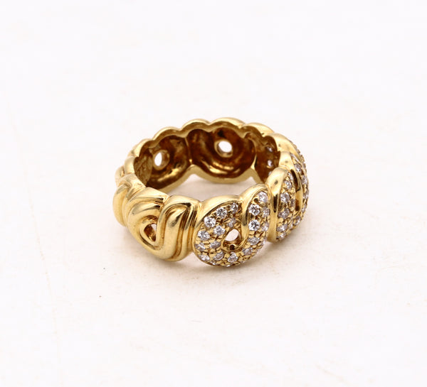 *Boucheron, Paris Vintage half-eternity band ring in 18 kt yellow gold with VS round diamonds